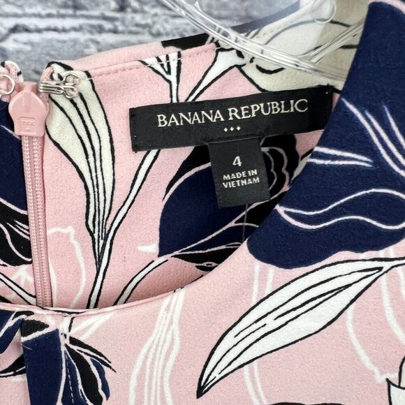 Banana Republic Women's  Sleeveless Sheath Dress  Size 4 Pink Black White Floral - Picture 10 of 13